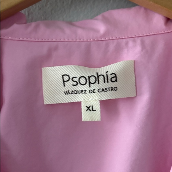 PSOPHIA Pink cotton short sleeve shirt with red embroidered flowers size XL - Picture 2 of 6